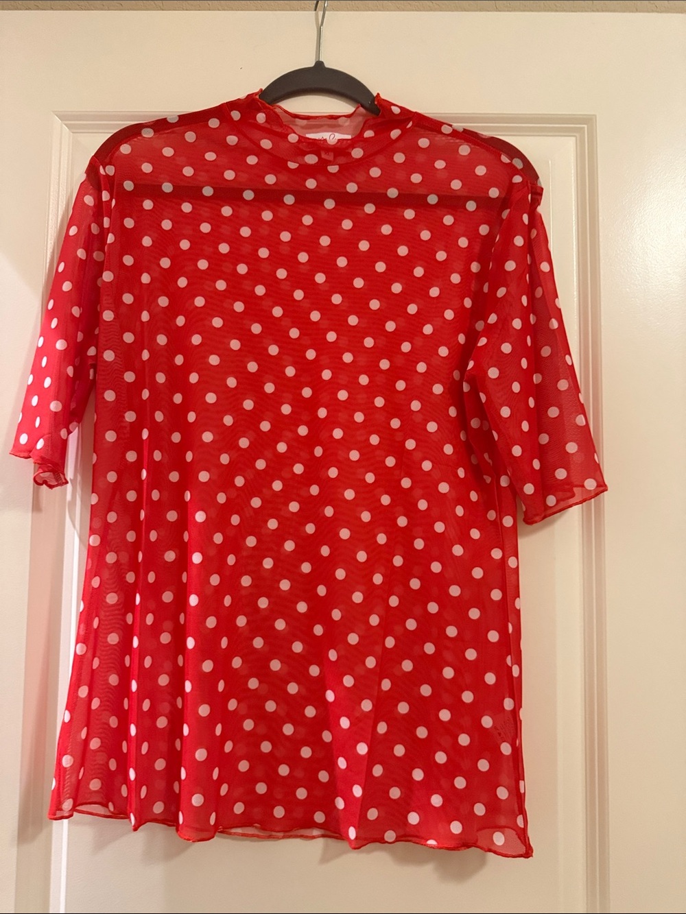 Women’s Red Polka Dot Short Sleeve Blouse